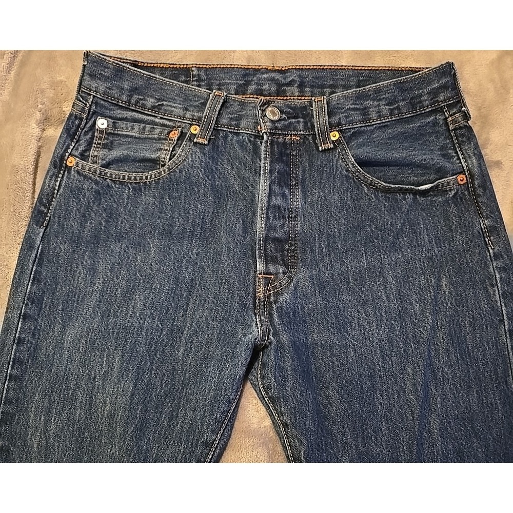 Levis 501 Button Fly Jeans Dark Blue 32x30 Y2K - Picture 9 of 11